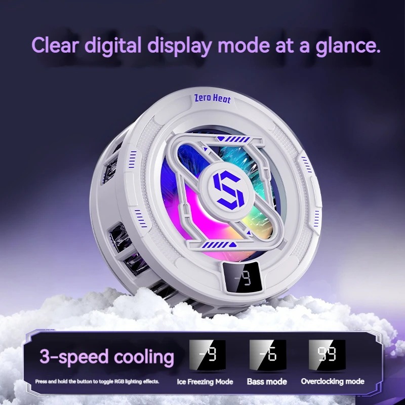 Gaming Accessories Rgb - K52 AI Mobile Cooler ตัวระบายความร้อนแบบแม่เหล็กพร้อมหน้าจอแสดงผลดิจิตอล ไฟ