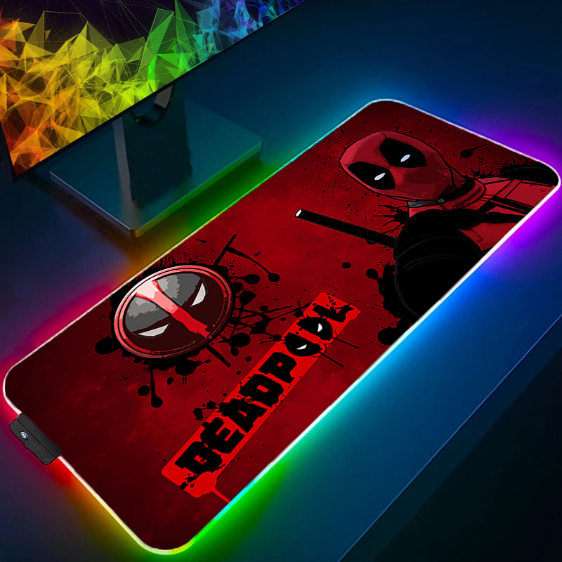 Gaming Accessories Rgb - แผ่นรองเมาส์ LED สำหรับเล่นเกม พร้อมไฟแบ็คไลท์ ขอบล็อค ลายอนิเมะ