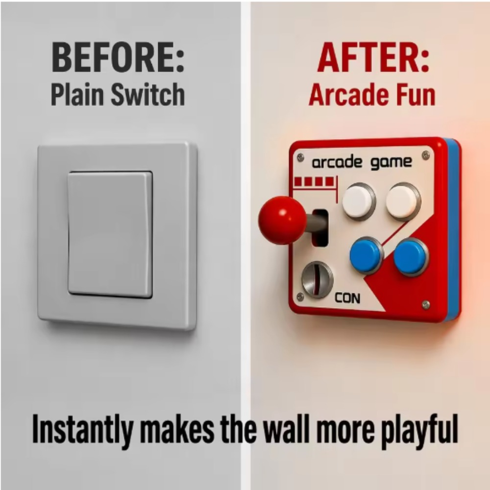 Gaming Accessories Bedroom - ฝาครอบจอยสติ๊กสไตล์เรโทร สำหรับติดผนัง ตกแต่งห้องเกม 3 มิติ ไม่ต้องเจาะ