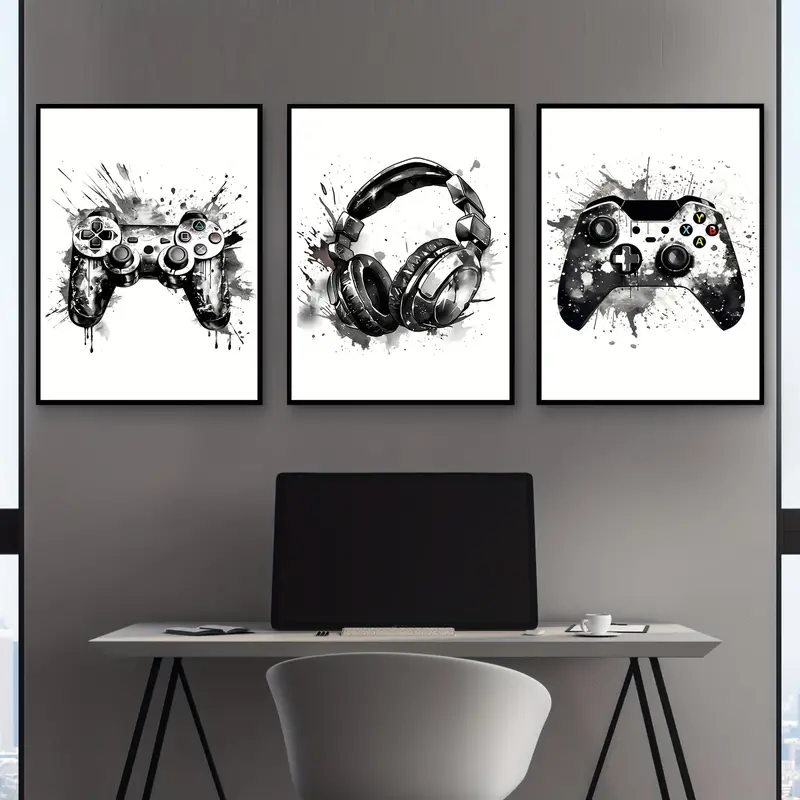ภาพวาดบนผ้าใบไร้กรอบ 3 ชิ้น/ชุ - Gaming Accessories Bedroom บทวิจารณ์และราคา